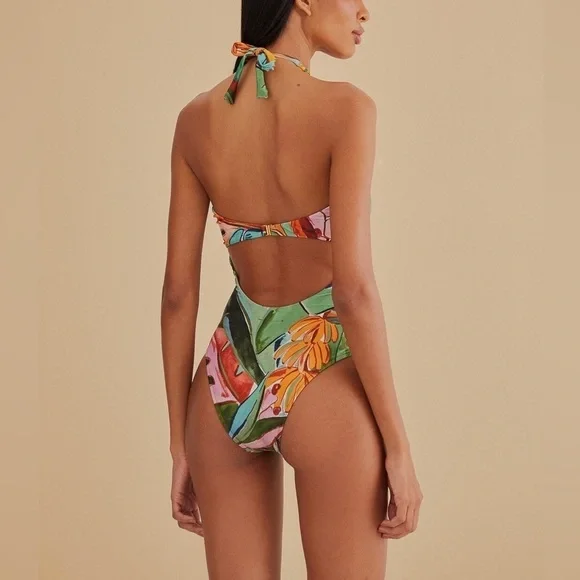FARM RIO Banana Foliage One Piece Swimsuit - Picture 4 of 10